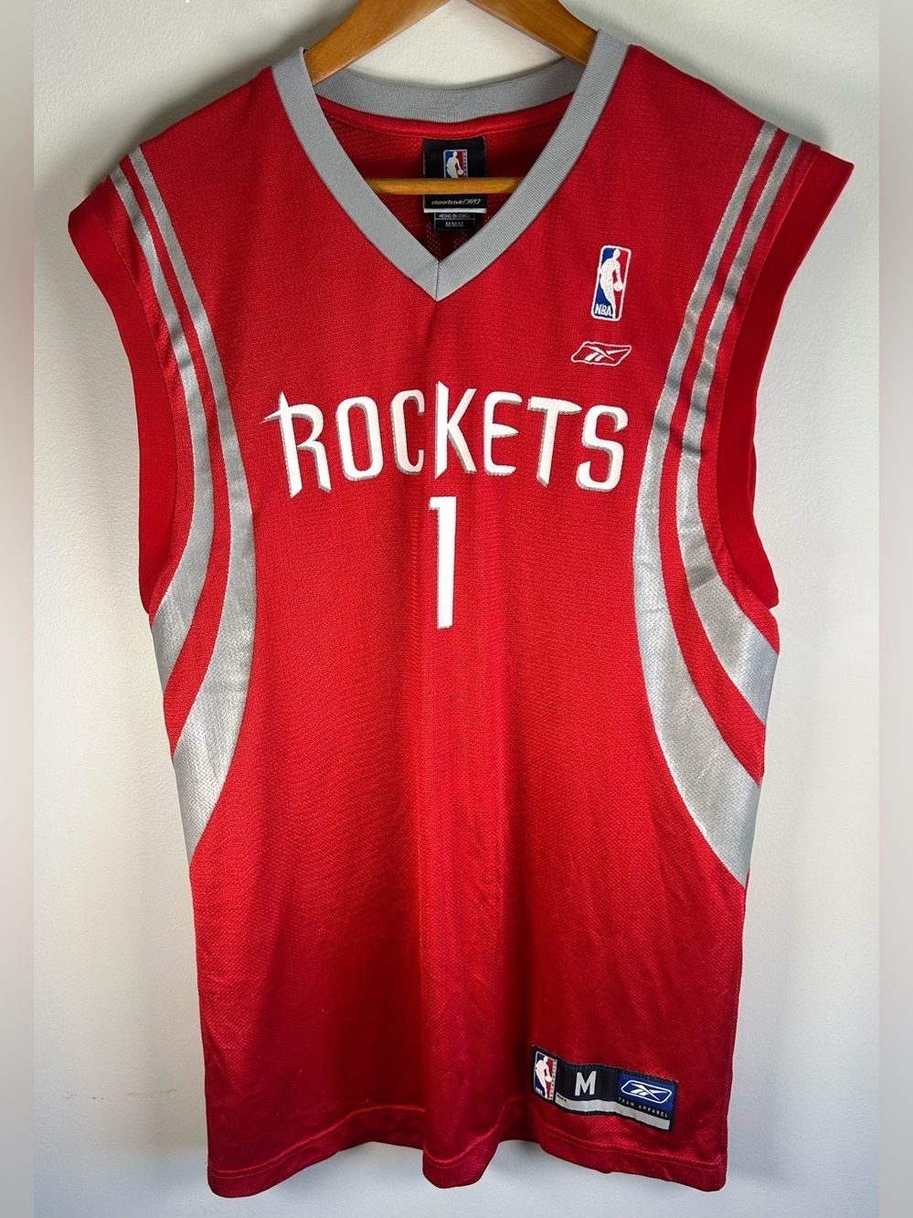 Vintage Reebok NBA Houston Rockets Tracy McGrady Men’s Jersey Size M 100% Nylon